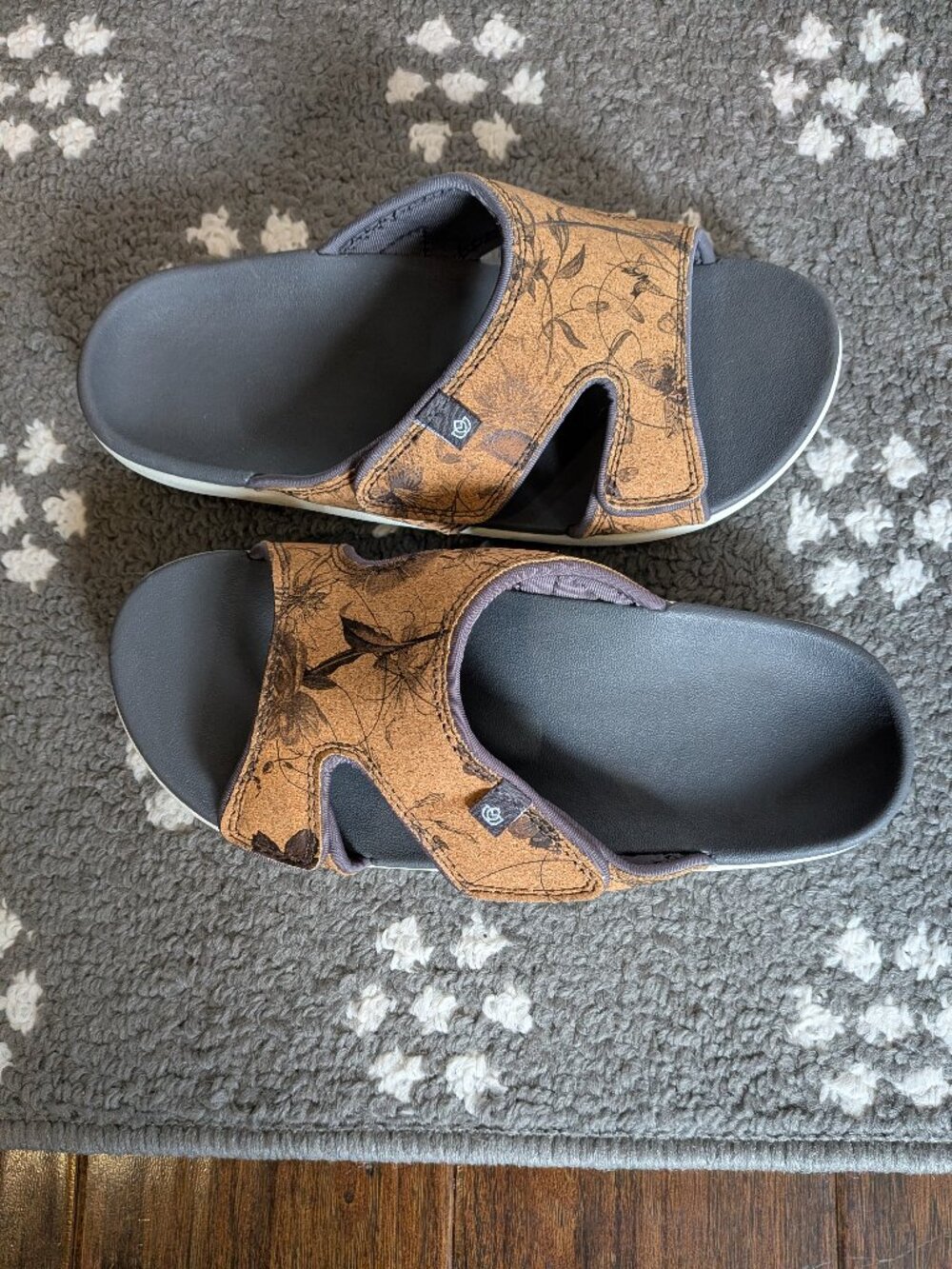 Women's Spenco Floral Kholo Orthotic Slide Sandals Sz 9